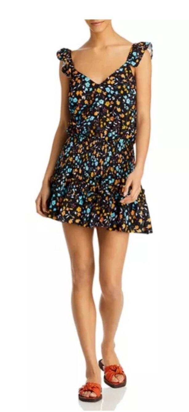 RAMY BROOK Angelina Floral Smocked Mini Dress Tiered Ruffle XS Summer